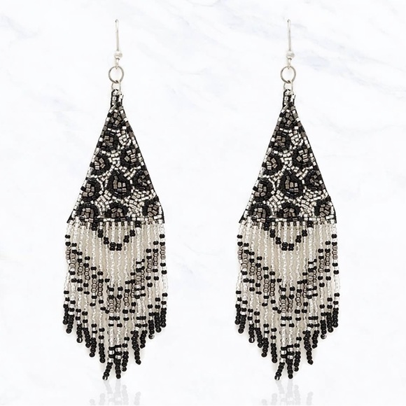 Suzie Q Jewelry - Susie Q Black Seed Bead Leopard Tassel Western Earrings